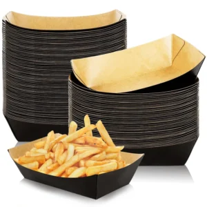 Greaseproof Disposable Kraft Paper French Fries Tray Leakproof Design Fast Food Takeaway Chips Packaging Boat Tray