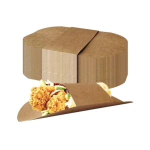 Greaseproof Folded Kraft Paper Food Trays and Snack Carriers for Fried Rolls and Lunch
