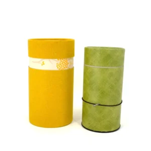 Green Textured Multi-Layer Cardboard Canister with Elastic Rubber Band Lock Closure for Incense Stick Storage