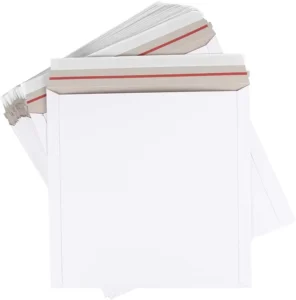 Gusseted Rigid Paper Mailer Envelope with Tear Strip for Clothing Shipping