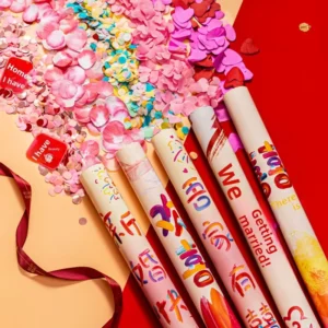 Hand-Twist Confetti Cannon Tube with Colorful Streamer Petals Glitter Stripes and Hearts for Weddings and Parties