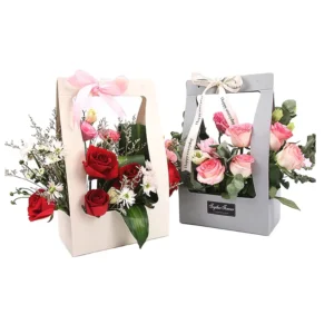 Handled Paper Cake and Flower Gift Box with Matte Lamination