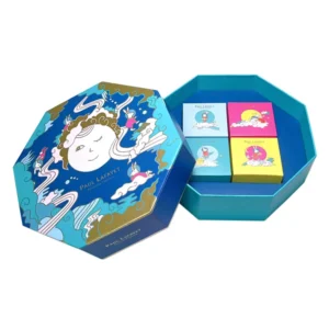 Handmade Custom Print Octagonal Elegant Lid and Base Mooncake Gift Packaging Paper Box