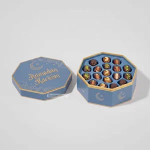 Handmade Eid Mubarak Octagonal Date Gift Box for Arabic Sweets, Custom Logo