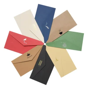 Handmade Kraft Paper White Cardboard Flat Jewelry Envelope with Clear PVC Window