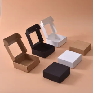 Handmade Kraft Paperboard Packaging Box for Jewelry & Soap Reusable Folding Window Feature