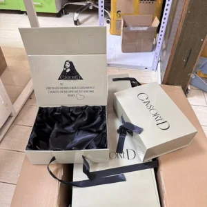 Handmade Magnetic Gift Box, Custom Logo, Book-Shaped Rigid Cardboard Box with Ribbon
