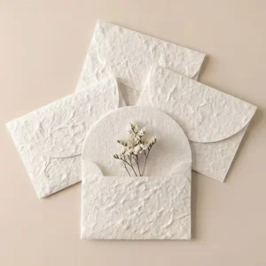 Handmade White Textured Envelope Made Cotton-like Specialty Paper Embossed Three-dimensional Texture