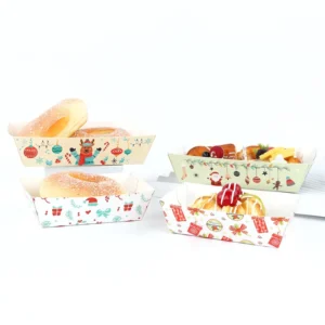 Heavy Duty Disposable Kraft Paper Foldable Food Boat Container, Custom Printed Embossed Snack Tray