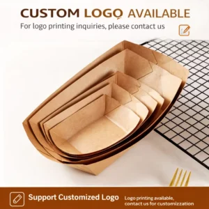 Heavy Duty Disposable Kraft Paper Food Boat Brown Oil Proof