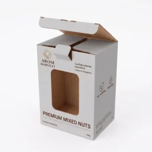 Heavy-Duty Foldable Custom Logo Clear Window Corrugated Cardboard Paper Box for Food, Nuts, or Gift Display