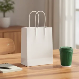 Heavy Duty Kraft Paper Bags with Handle for Cafe Takeaway & Retail To Go Coffee & Pastry Packaging