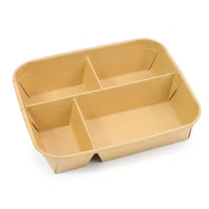 Heavy-Duty Kraft Paper Takeaway Food Box and Compartment Food Tray for Lunch and Catering
