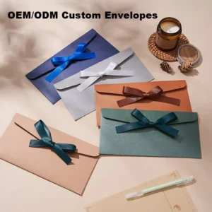 Heavyweight Pearl Paper Envelopes with Bow Decor for Business Events, Weddings, Birthdays, and Gift Cards
