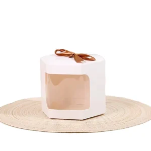 Hexagonal Korean-Style Window Ribbon Gift Box for Candy and Wedding Favors