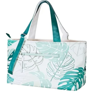 High-Capacity Lightweight Waterproof Custom Tyvek Washable Paper Leaf Print Handheld Beach Tote Bag with Inner Mezzanine
