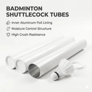 High Crush Resistant White Paper Shuttlecock Tube Factory Price Cardboard Canister with Foil Lining and Caps