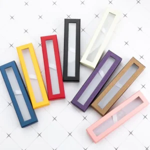 High Grade Empty Paper Pen Gift Packaging Box with Clear PVC Window, Pencil Display Case