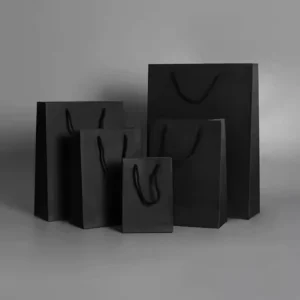 High Quality 20x28x10cm Kraft Paper Custom Logo Printed White and Black Cardboard for Shopping Craft Gift Packaging