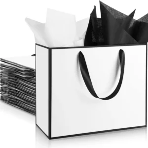 High Quality Eco Friendly Biodegradable Durable White Card Paper Bags with Custom Logo and Size for Shopping