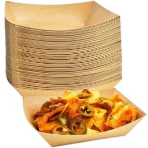 High Quality Food Safe Eco Friendly Square Kraft Paper Disposable Cookie Trays 50 Pack Party Serving Baskets