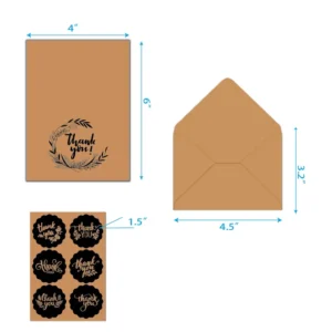 High Quality Kraft Paper Thank You Card with Envelope