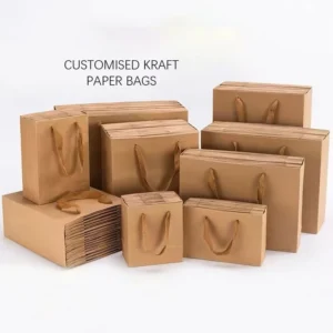 High end Biodegradable Kraft Paper Tote Bag For Clothing Store Universal Gift Birthday Present Milk Tea Bakery Takeaway