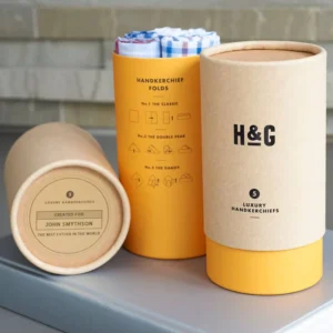 High end Eco friendly Round Canister Paper Tube Cylinder Box for Scarf Clothing Bath Towel Baby Socks Packaging