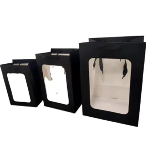 High quality paper bag with window brown kraft paper bags with handle
