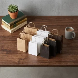Hot Sell Biodegradable Paper Brown Gift Shopping Packaging Disposable Kraft Paper Bag with Handle for Supermarket
