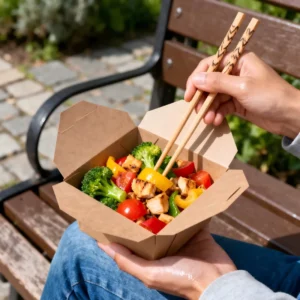 Hot Selling Custom Print Compostable Box Fast Takeaway Food Packaging Kraft Paper Boxes for Salad Fired Chicken