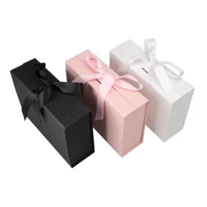 ISO Factory Custom Logo Rigid Paper Gift Box with Ribbon