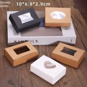 In Stock Kraft Paper Window Box for Handmade Soap, Jewelry, Tea, and Air Cushion Packaging with UV Stamping