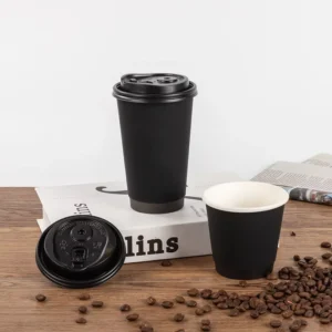 Insulated Double Wall Disposable Kraft Paper Coffee Cups Printed for Coffee Shop and Catering