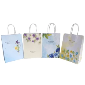 KM Custom Logo White Kraft Paper Shopping Bags With Handles Eco Friendly Gift Packaging Bag for Retail Boutique Recyclable