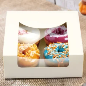 Kraft Food Packaging Custom Foldable Dessert Pastry Bento Cake Window Paper Boxes With Custom Logo