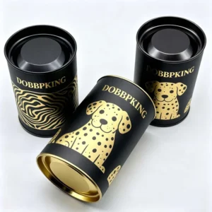 Kraft Gold Specialty Paper Lining Cylindrical Carton Vanishing Printing Eco Friendly Lid Treats Pet Food Cylinder Tube
