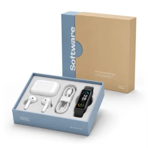Kraft Matte Custom Sliding Drawer Gift Box with Sponge Lining Offset Embossing EVA Rigid Packaging for Smart Bands