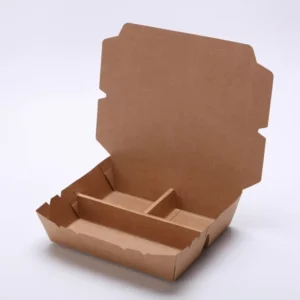 Kraft Paper 3-Compartment Disposable Telescope Boxes for Noodles, Compostable Biodegradable PLA/PE Lined, Custom Logo