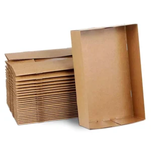 Kraft Paper 4-Corner Food Tray, Disposable, Foldable, Brown