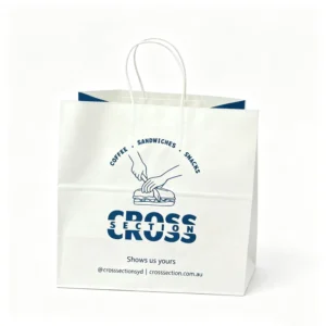 Kraft Paper Bag Custom Logo Printed Food Takeaway Paper Bag Recyclable Shopping Paper Bag for Coffee Bakery Takeout