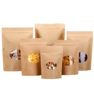 Kraft Paper Bag with Open Round Window and Zip-Lock Design for Tea, Flour, Fertilizer, and Feed