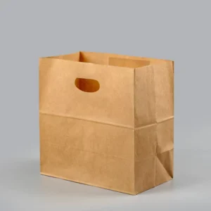 Kraft Paper Bags Die Cut Handle Large Size Take Away Delivery Paper Bags 28x15x28cm Custom Printed Packaging with Your Own Logo