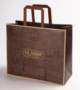 Kraft Paper Bakery Takeaway Bag with Paper Handle, Custom Logo, Color and Size Options