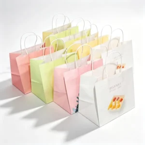 Kraft Paper Bakery and Dessert Takeaway Gift Bags for Cake Shops, Bread, Milk Tea, and Drinks