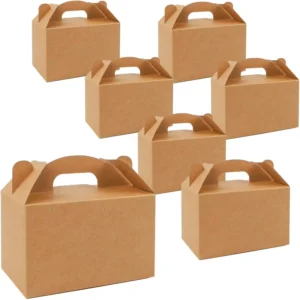 Kraft Paper Biodegradable Gable Cake Box with Handles for Pastries, Cookies, Donuts and Mini Cakes