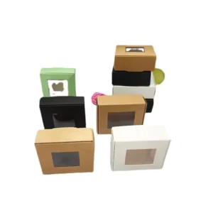 Kraft Paper Box With Transparent Window In Brown, Black Or White For Soap, Wedding And Candy