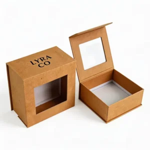 Kraft Paper Cake Box with Window, Custom Printed Logo, Eco-Friendly Food Grade Packaging for Bakery Pastry Desserts