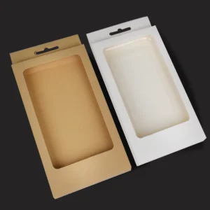 Kraft Paper Card Box, Portable Hanging Packaging with Transparency Window for Smart Electronics