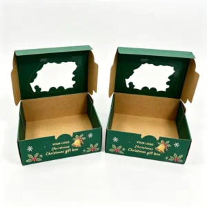 Kraft Paper Christmas Gift Box with Transparent Window for Dessert Packaging